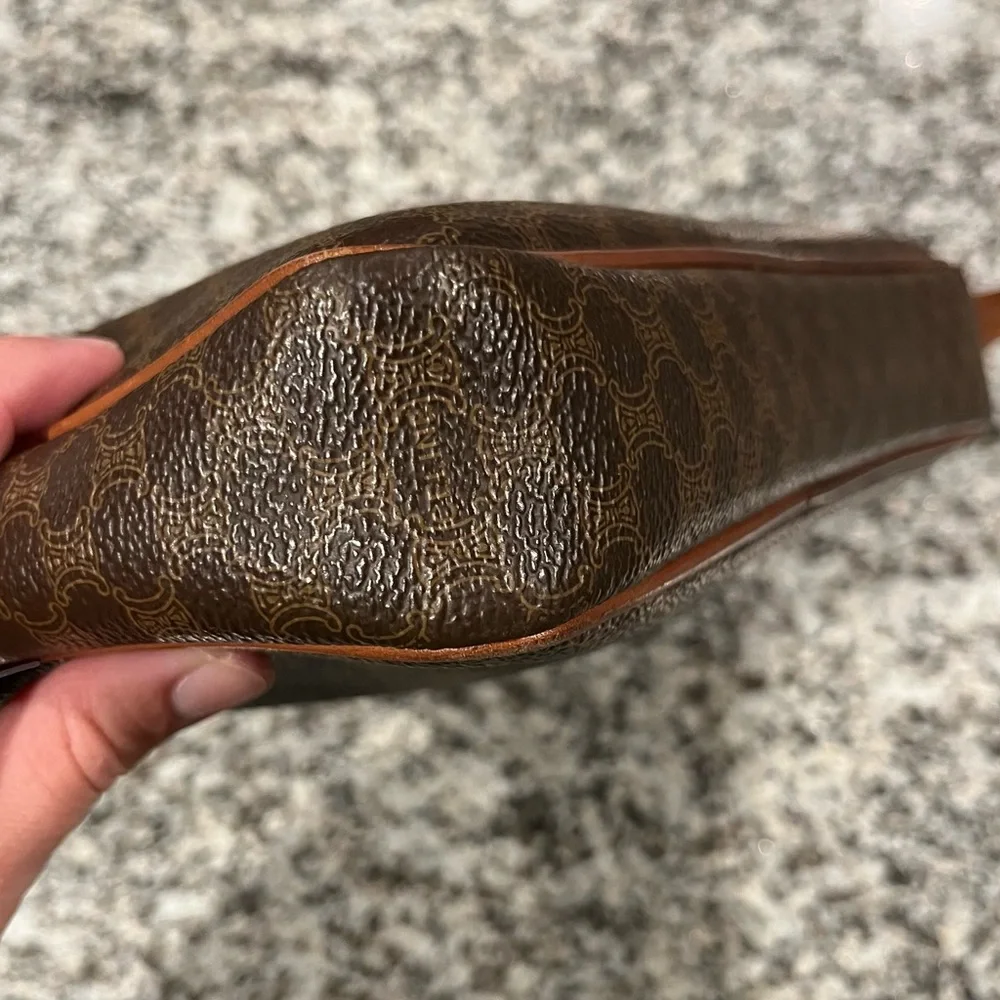 Celine Brown Monogram Wristlet Clutch with Tan Trim *READ*
